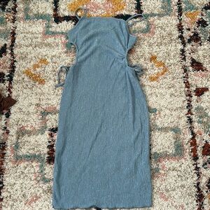 NWT Cider Side Tied Midi Dress Blue